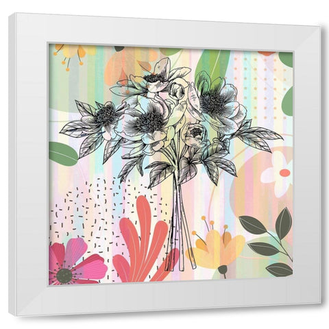 Peony Bouquey 455 White Modern Wood Framed Art Print by Bolokofsky, Ronald