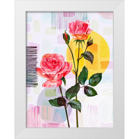 Pink Roses 83 White Modern Wood Framed Art Print by Bolokofsky, Ronald
