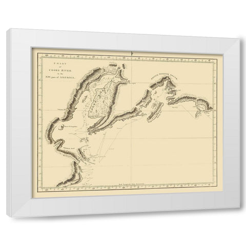 Cook Inlet Alaska - Nicol  1785 White Modern Wood Framed Art Print by Nicol
