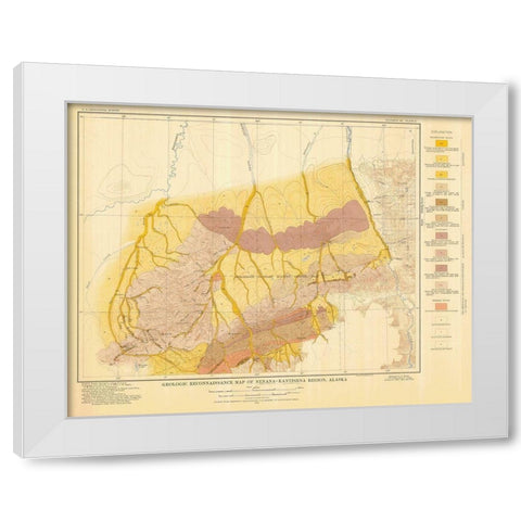 Nenana-Kantishna Region Alaska - USGS 1919 White Modern Wood Framed Art Print by USGS