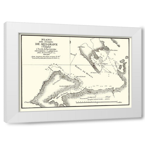 Puerto de Mulgrave Alaska - Espinosa y Tello 1802 White Modern Wood Framed Art Print by Espinosa