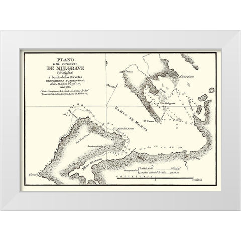 Puerto de Mulgrave Alaska - Espinosa y Tello 1802 White Modern Wood Framed Art Print by Espinosa