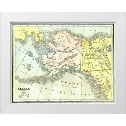 Alaska - Cram 1886 White Modern Wood Framed Art Print by Cram