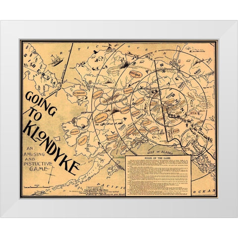 Going to Klondyke Game - Klondyke Game 1897 White Modern Wood Framed Art Print by Klondyke Game
