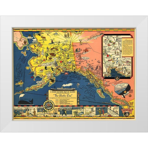 Alaska Steamship Co - Farwest 1934 White Modern Wood Framed Art Print by Farwest