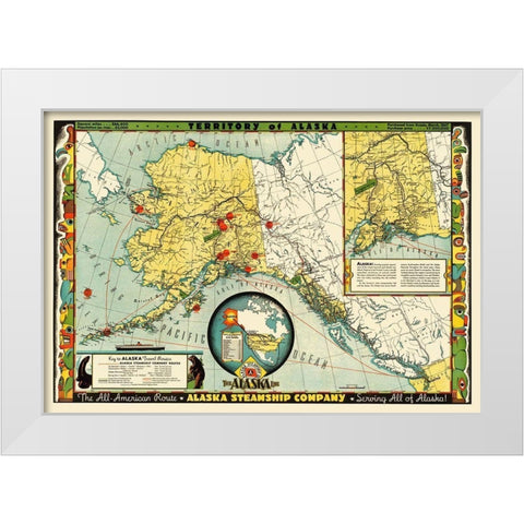 Alaska Steamship Co - McCaffrey 1936 White Modern Wood Framed Art Print by McCaffrey