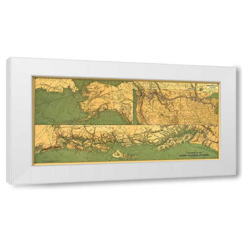 Alaska Excursion Steamers, N Pacific Railroad White Modern Wood Framed Art Print by Fee