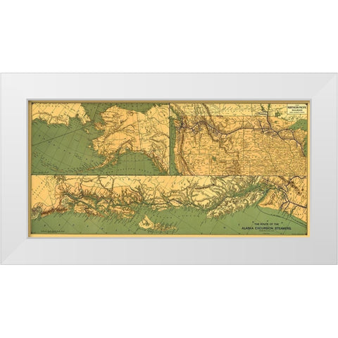 Alaska Excursion Steamers, N Pacific Railroad White Modern Wood Framed Art Print by Fee