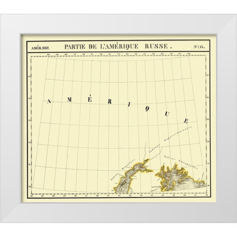 Alaska Southern Part No.13 - Vandermaelen 1827 White Modern Wood Framed Art Print by Vandermaelen