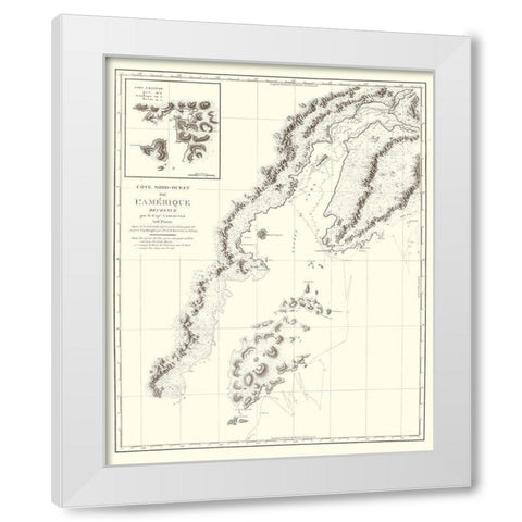 Alaska Southern Part - Depot de la Marine 1828 White Modern Wood Framed Art Print by Depot de la Marine