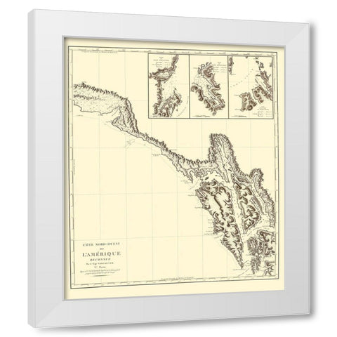 Alaska Southern Portion No 6 - Vancouver 1800 White Modern Wood Framed Art Print by Vancouver
