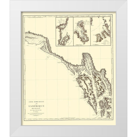 Alaska Southern Portion No 6 - Vancouver 1800 White Modern Wood Framed Art Print by Vancouver