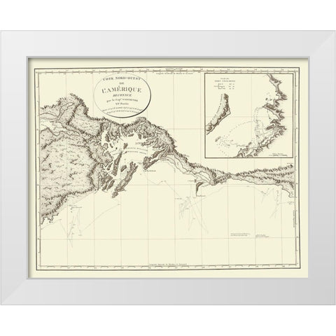 Prince WilliamS Sound Alaska - Vancouver 1800 White Modern Wood Framed Art Print by Vancouver