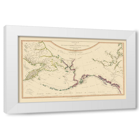 Alaska, Russia - Faden 1794 White Modern Wood Framed Art Print by Faden