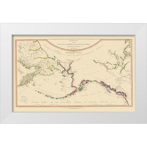 Alaska, Russia - Faden 1794 White Modern Wood Framed Art Print by Faden