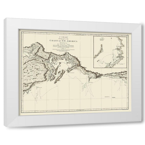 Alaskan Coast - Vancouver 1798 White Modern Wood Framed Art Print by Vancouver