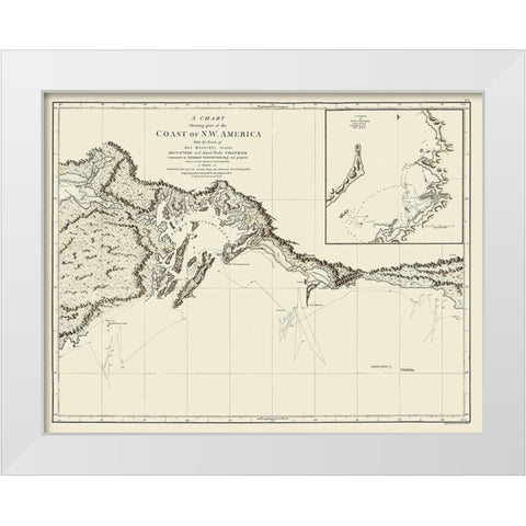 Alaskan Coast - Vancouver 1798 White Modern Wood Framed Art Print by Vancouver