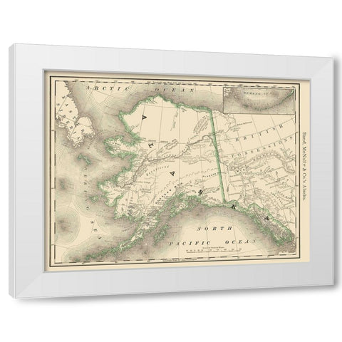 Alaska - Rand McNally 1879 White Modern Wood Framed Art Print by Rand McNally