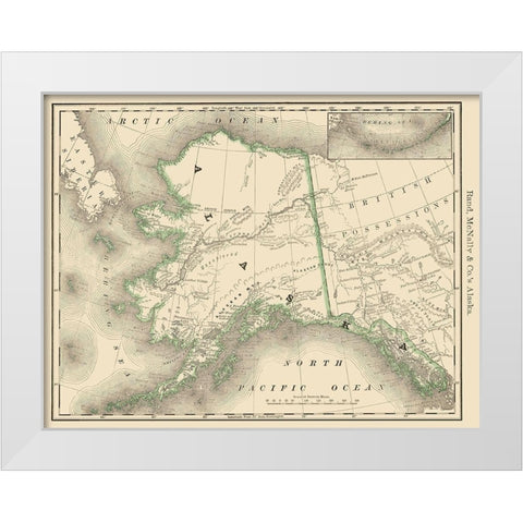 Alaska - Rand McNally 1879 White Modern Wood Framed Art Print by Rand McNally