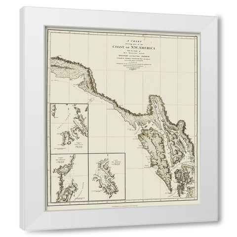 Alaska Southern Portion - Vancouver 1798 White Modern Wood Framed Art Print by Vancouver