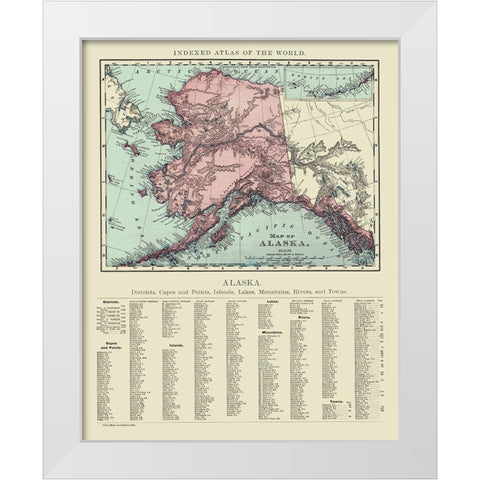 Alaska - Rand McNally 1892 White Modern Wood Framed Art Print by Rand McNally