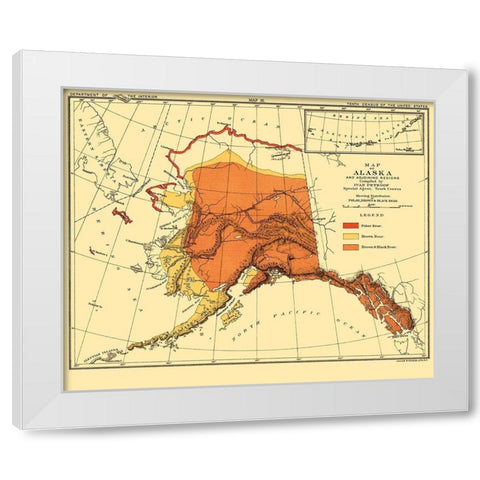 Alaska Bear Habitat - Bien 1882 White Modern Wood Framed Art Print by Bien
