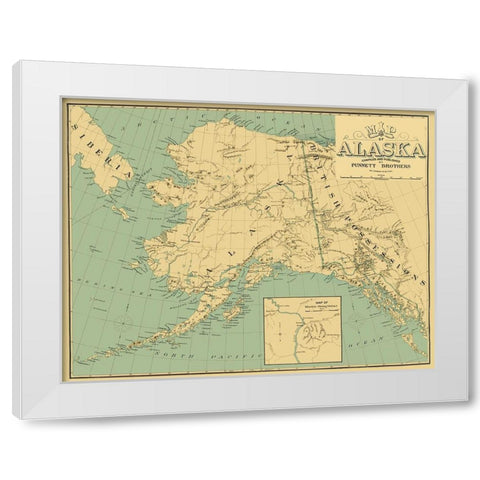 Alaska, British Possessions, Russia - Punnet 1897 White Modern Wood Framed Art Print by Punnet