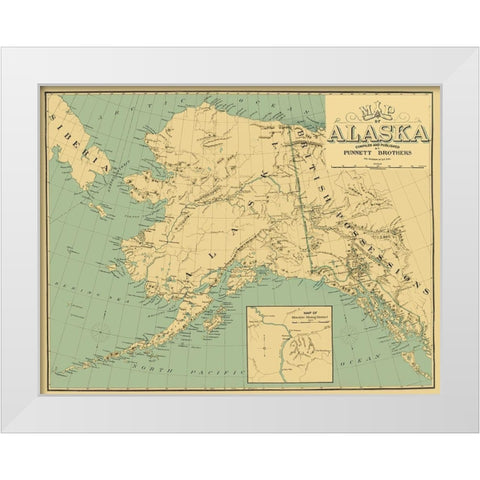 Alaska, British Possessions, Russia - Punnet 1897 White Modern Wood Framed Art Print by Punnet