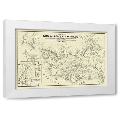 New Alaska Gold Fields - Temple 1901 White Modern Wood Framed Art Print by Temple