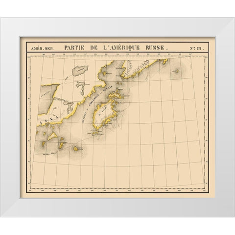 Alaska Southwest - Vandermaelen 1827 White Modern Wood Framed Art Print by Vandermaelen