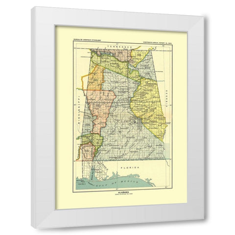 Alabama - Hoen 1896 White Modern Wood Framed Art Print by Hoen