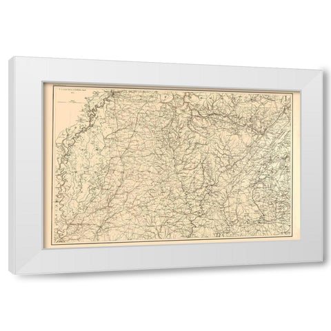 Alabama Mississippi Tennessee - Bache 1865  White Modern Wood Framed Art Print by Bache