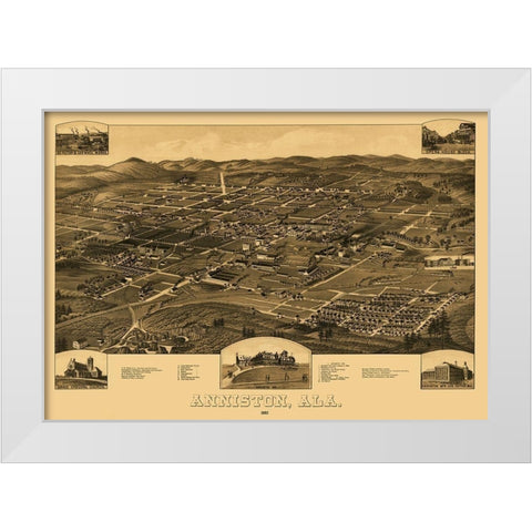 Anniston Alabama - Beck 1887 White Modern Wood Framed Art Print by Beck