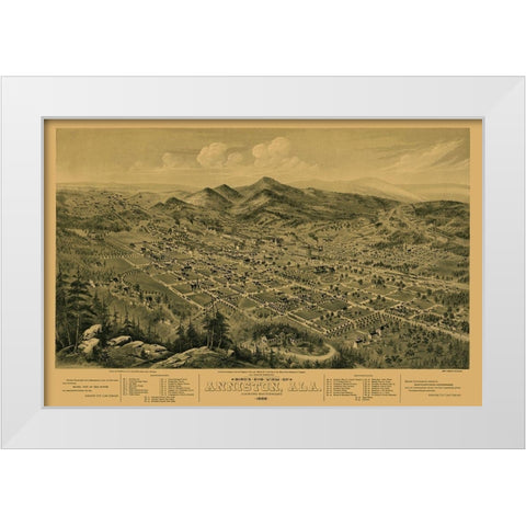 Anniston Alabama - Glover 1888 White Modern Wood Framed Art Print by Glover