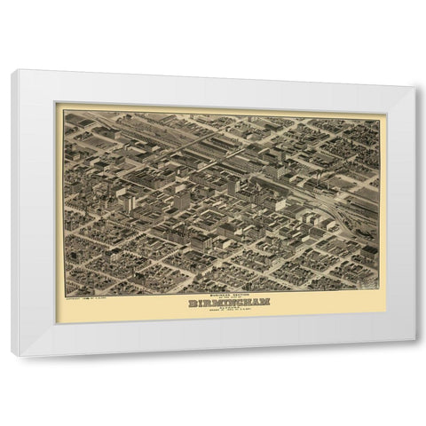 Birmingham Alabama - Dry 1903 White Modern Wood Framed Art Print by Dry