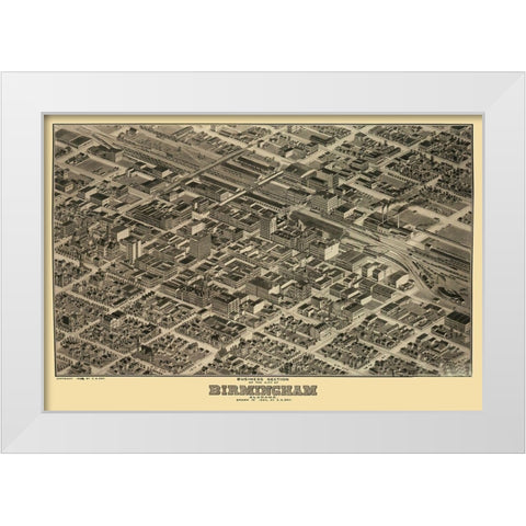 Birmingham Alabama - Dry 1903 White Modern Wood Framed Art Print by Dry