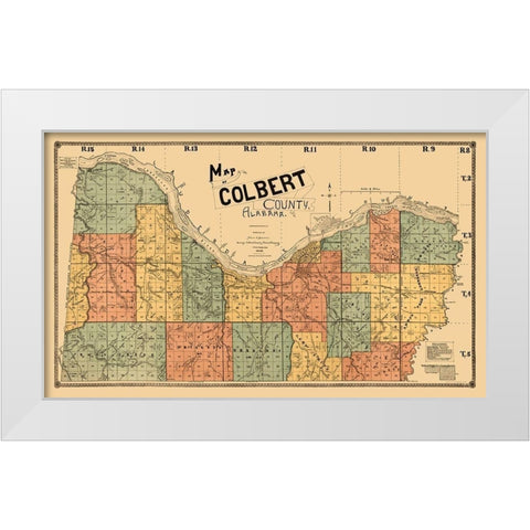Colbert County Alabama - Bacon 1896  White Modern Wood Framed Art Print by Bacon