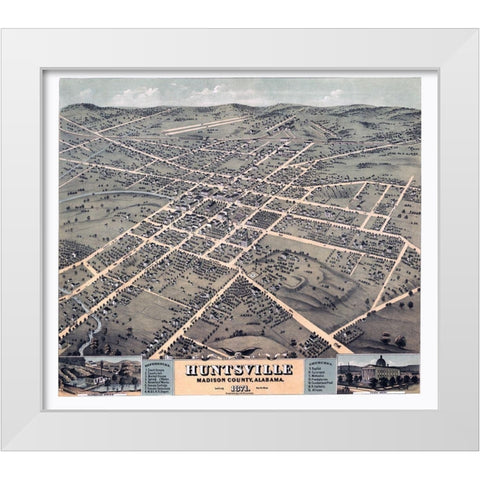 Huntsville Alabama - Ehrgott 1871 White Modern Wood Framed Art Print by Ehrgott