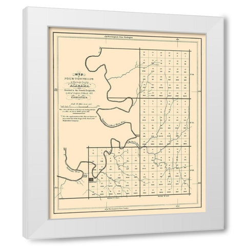 Marengo Alabama Townships - Paguenaud 1817 White Modern Wood Framed Art Print by Paguenaud