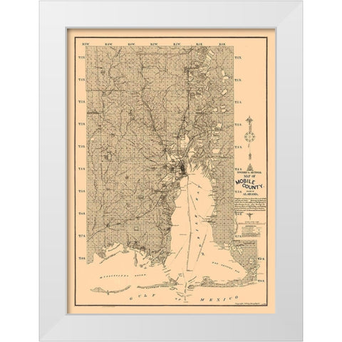 Mobile County Alabama - Fonde 1895  White Modern Wood Framed Art Print by Fonde