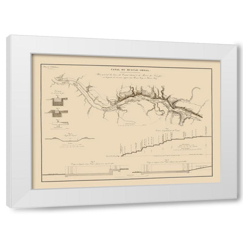 Muscle Shoals Canal, Alabama - Poussin 1834 White Modern Wood Framed Art Print by Poussin