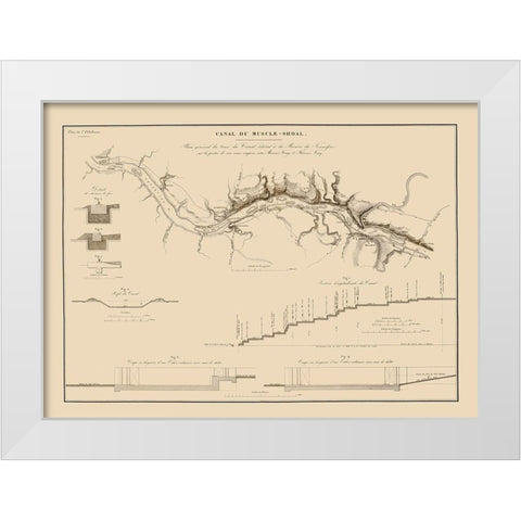 Muscle Shoals Canal, Alabama - Poussin 1834 White Modern Wood Framed Art Print by Poussin