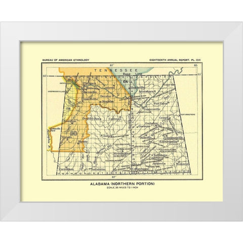 Northern Alabama - Hoen 1896 White Modern Wood Framed Art Print by Hoen