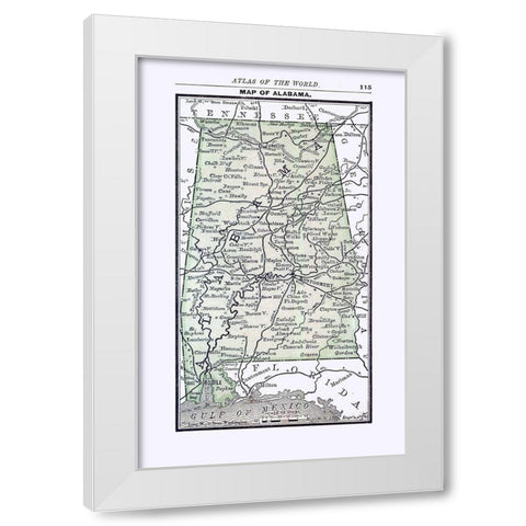 Alabama - Alden 1886 White Modern Wood Framed Art Print by Alden