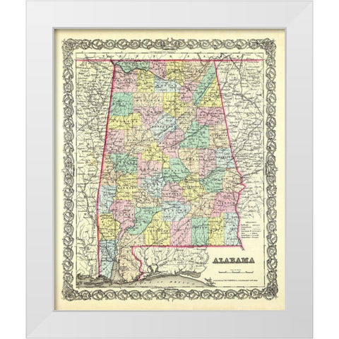 Alabama - Colton 1856 White Modern Wood Framed Art Print by Colton