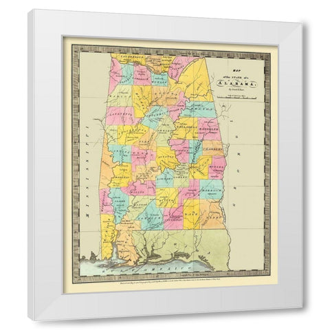 Alabama - Burr 1835 White Modern Wood Framed Art Print by Burr