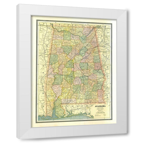 Alabama - Cram 1886 White Modern Wood Framed Art Print by Cram