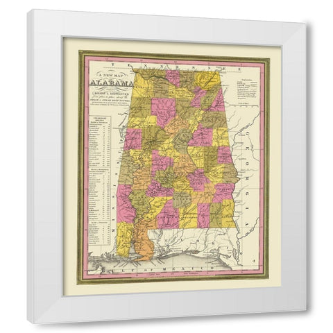 Alabama - Mitchell 1846 White Modern Wood Framed Art Print by Mitchell