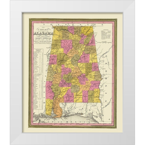 Alabama - Mitchell 1846 White Modern Wood Framed Art Print by Mitchell
