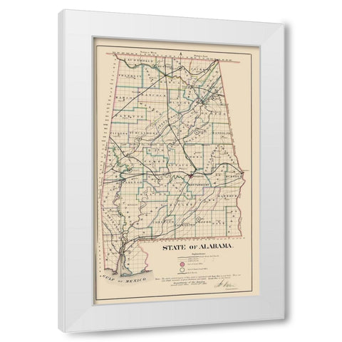 Alabama - Glo 1866 White Modern Wood Framed Art Print by Glo
